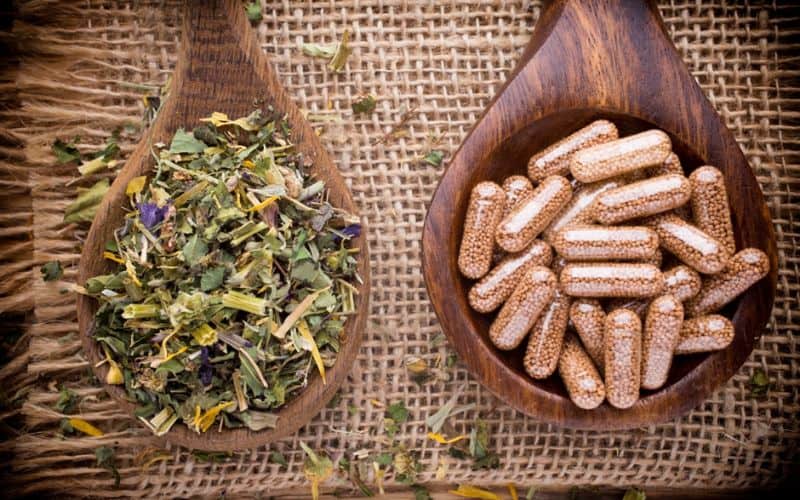 Natural herbs alongside vitamins
